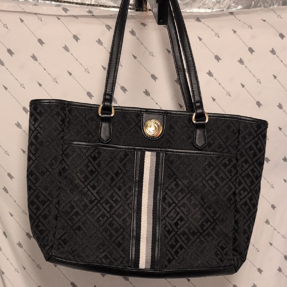 Tommy Hilfiger Black Tote with Gold Accent